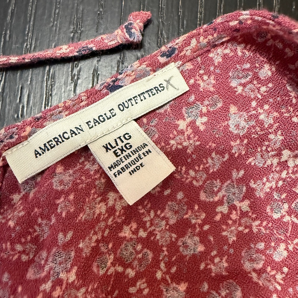 American Eagle Cottagecore Pink Floral Cutout Back Mini Dress Size XL - Picture 7 of 9